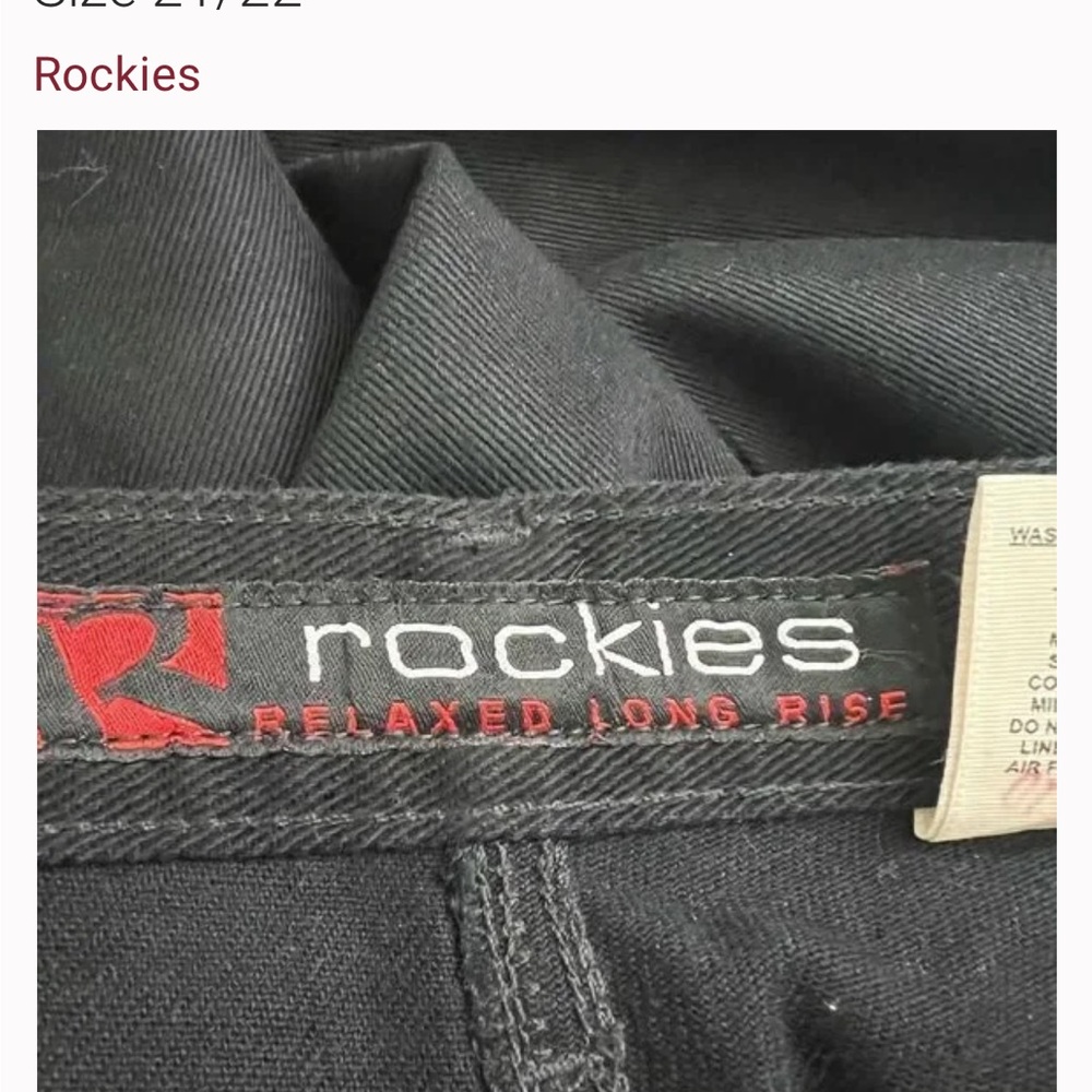 Rockies vintage jeans. Relaxed fit. Black denim. Western style. No back pockets.